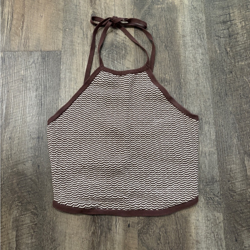 Abercrombie Knit Crochet Halter Tie Tank Top